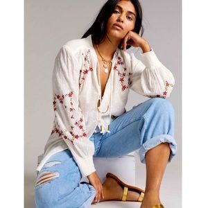 Anthropologie Embroidered Tunic Buttondown